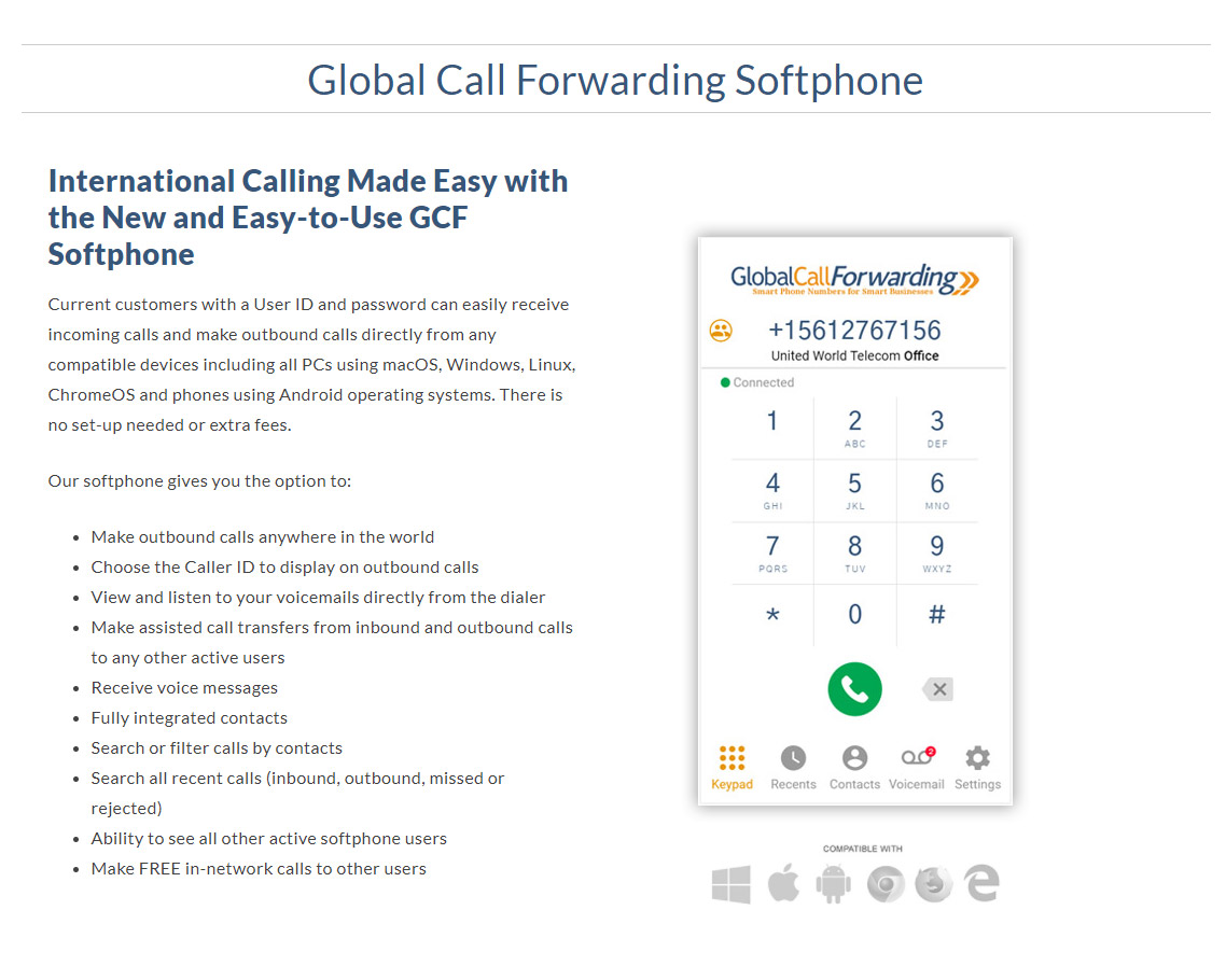 screenshot of Global Call Forwarding
